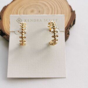 Kendra Scott Jada White Crystal Small Hoop Earrings Gold